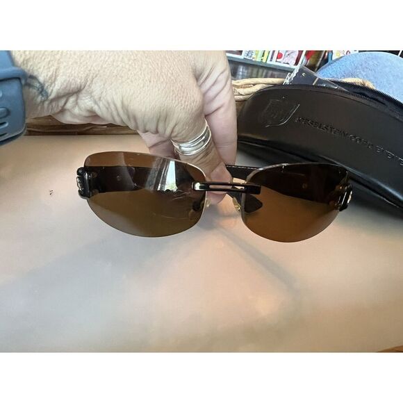 Authentic Kieselstein-Cord Black & Gold Alligator Sunglasses Leather Ear‎ frames - Picture 5 of 11